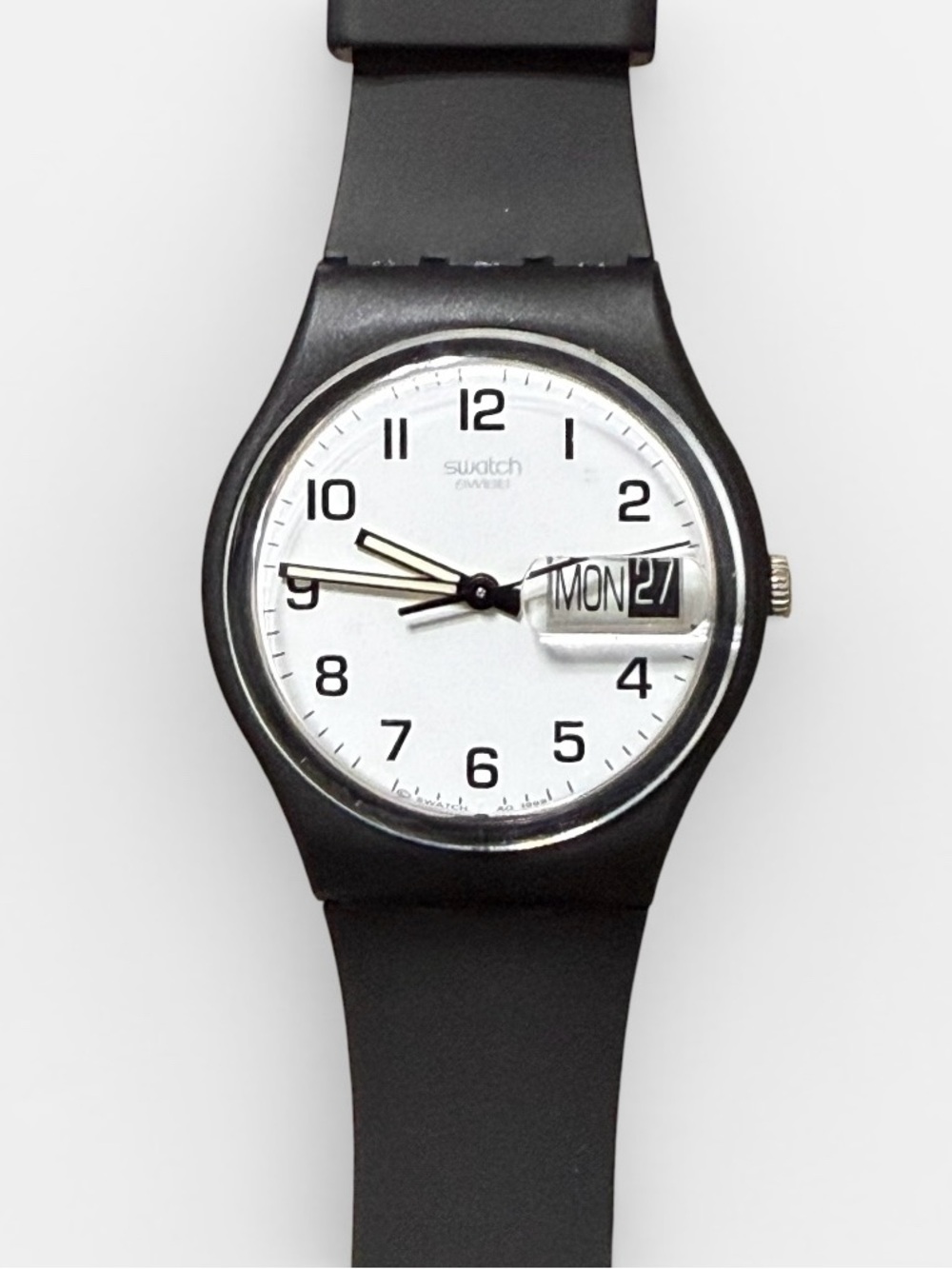 Vintage Swatch Gent Black White Day Date Swiss Watch Working Unisex 1999